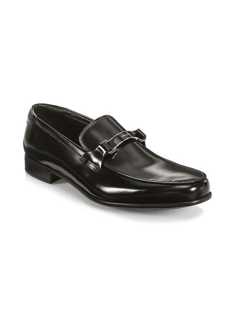 prada spazzalato black leather penny loafers woman's size 7.5|Women’s Prada Loafers Black Shoes .